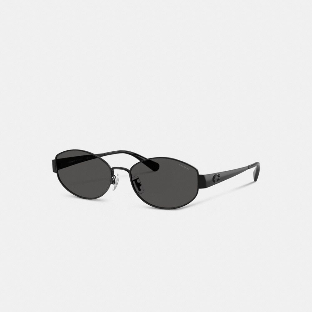 COACH®,C Hardware Metal Narrow Oval Sunglasses,,Front View
