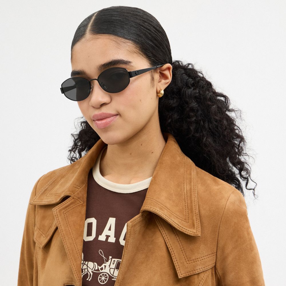 Coach C Hardware Metal Narrow Oval Sunglasses — фото 4