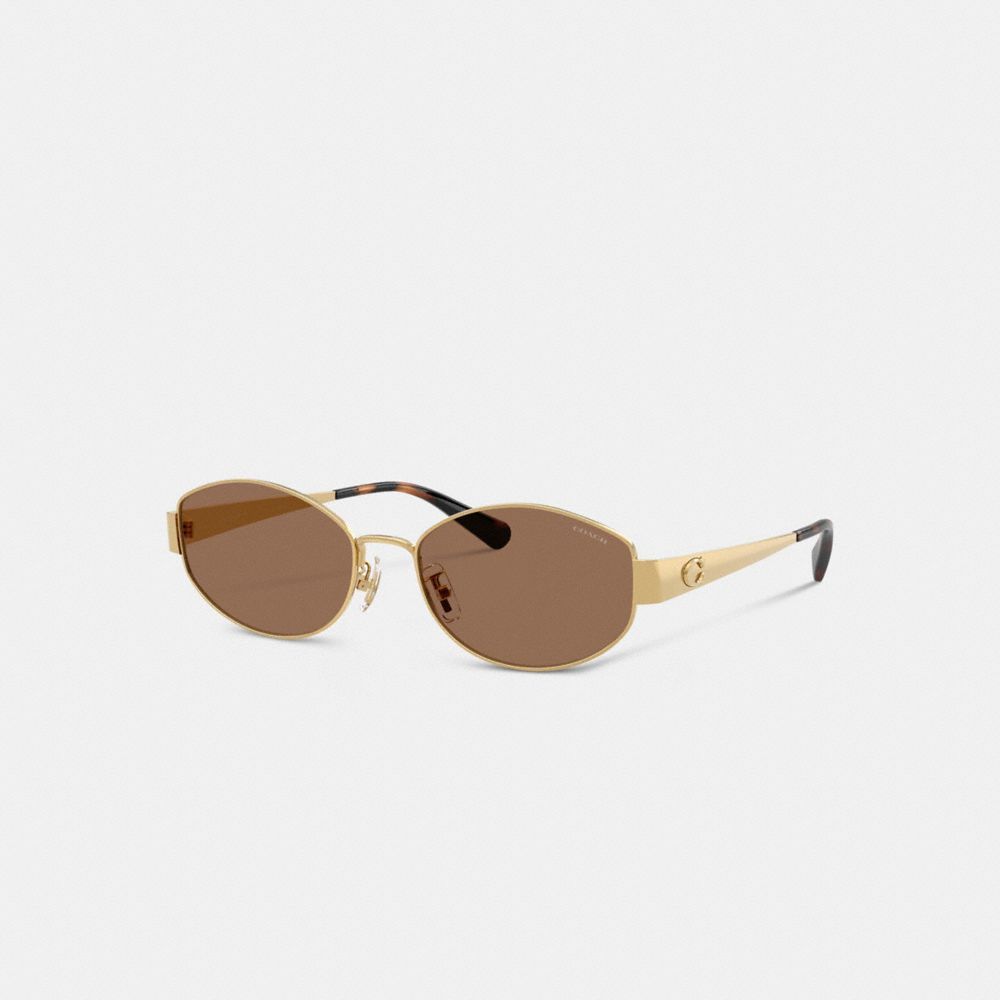 COACH®,C Hardware Metal Narrow Oval Sunglasses,,Front View