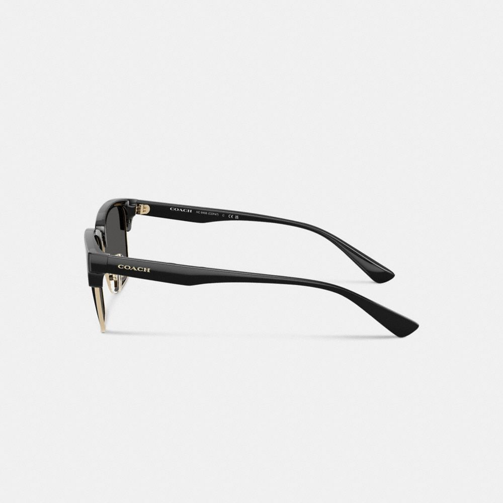 COACH®,Coach Script Square Sunglasses,Clubmaster,Plastic,Logo,Metal,Casual,Black,Alternate View