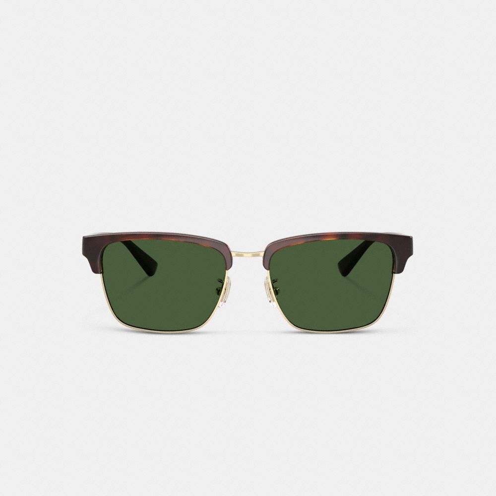 COACH®,Coach Script Square Sunglasses,Clubmaster,Plastic,Metal,Logo,Casual,Green,Inside View,Top View