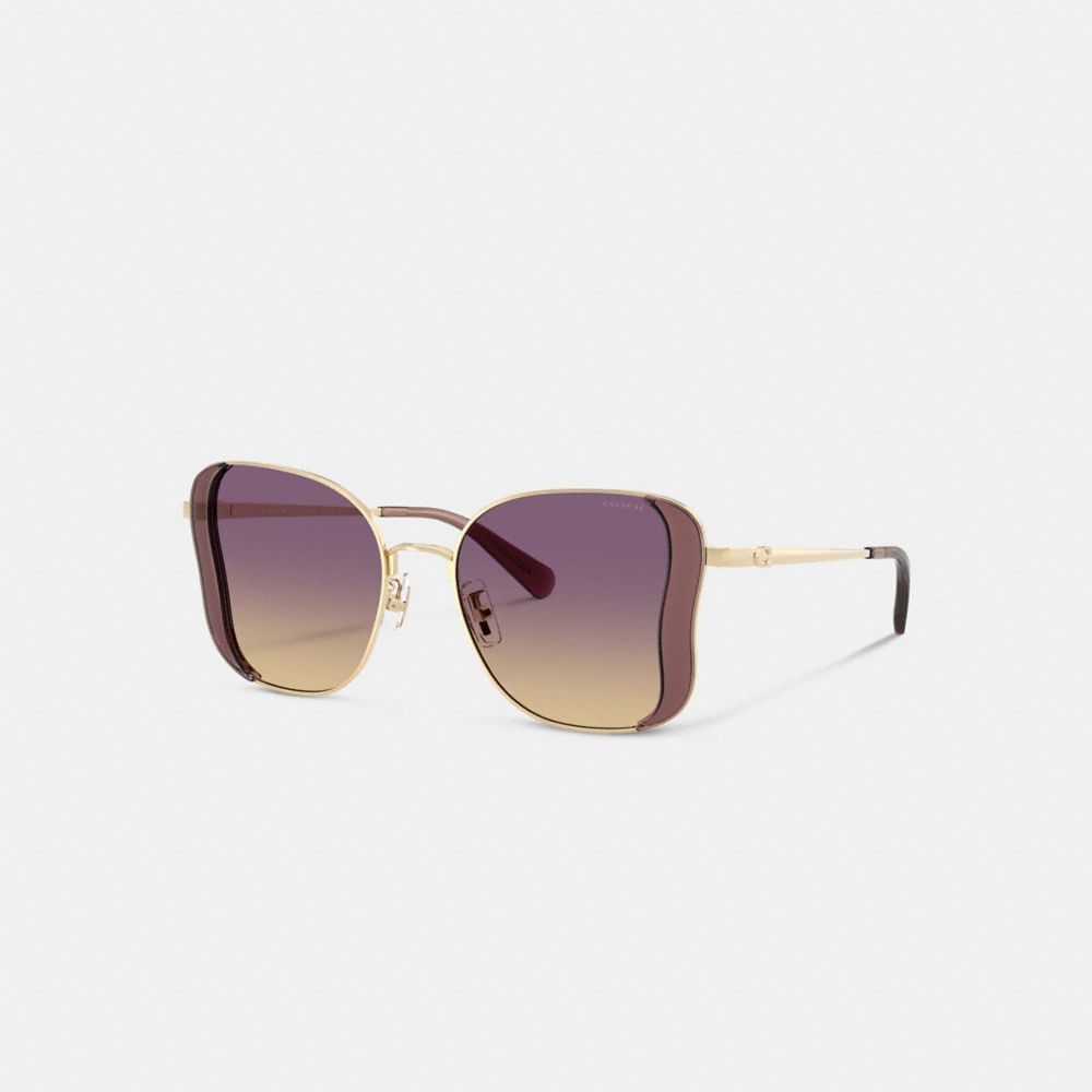 COACH®,C Hardware Metal Butterfly Square Sunglasses,,Front View