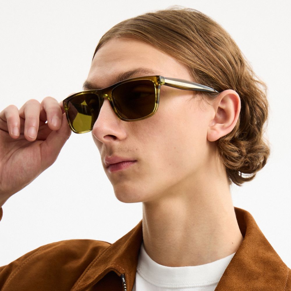 COACH®,Square Sunglasses,Wayfarer,Square,Casual,Olive,Detail View