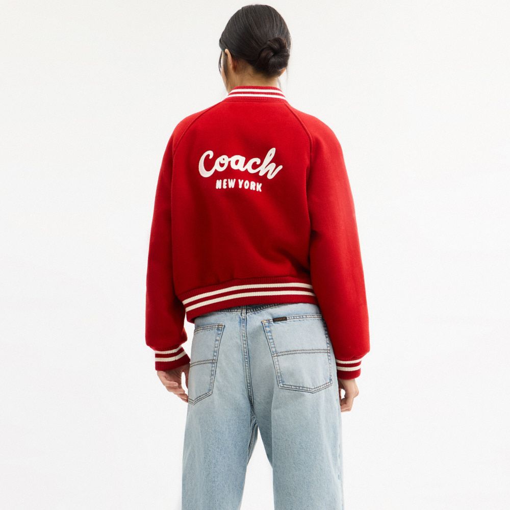 COACH®,Wool Varsity Jacket,Red,Scale View