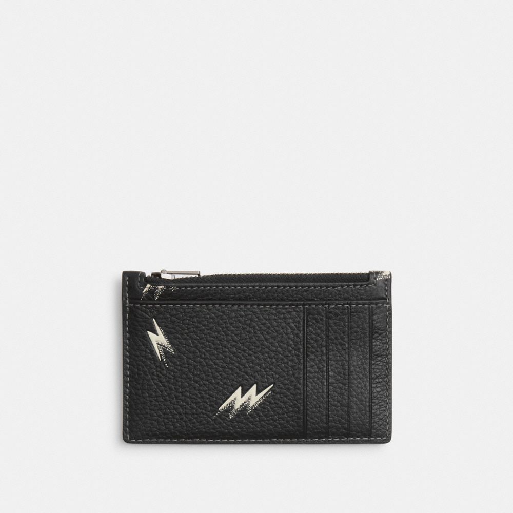 COACH®,Zip Card Case With Lightning Bolt Print,,Back View