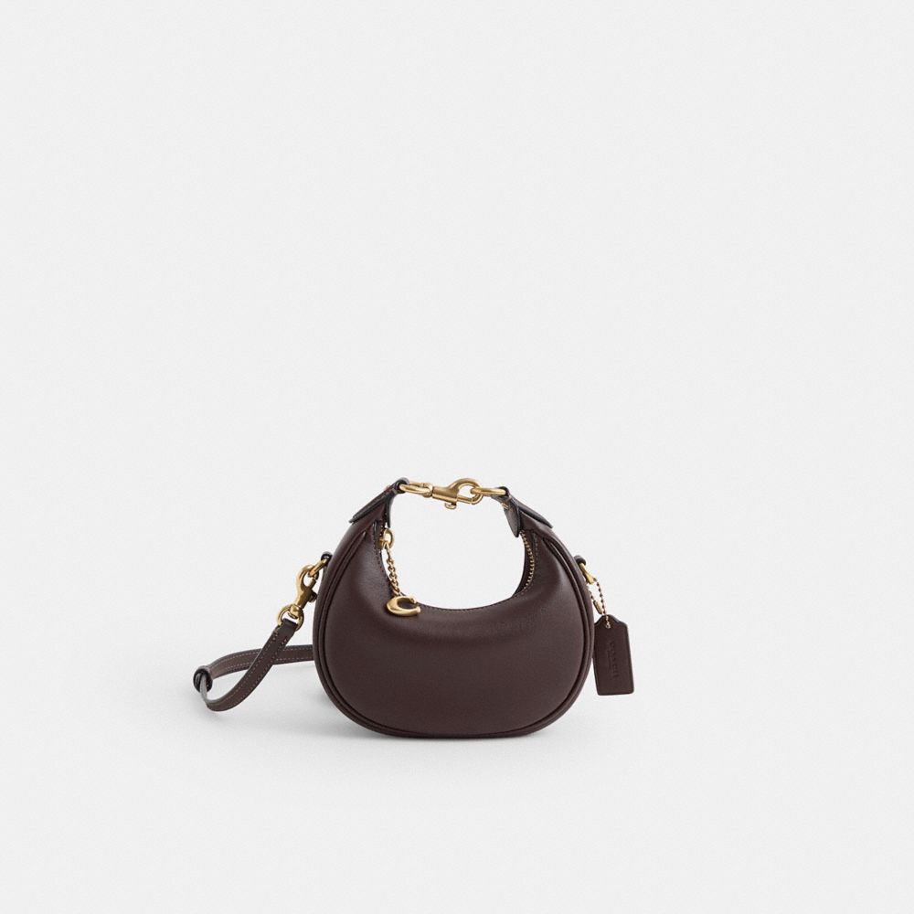 COACH®,Restored Jonie Bag,Leather,Crossbody,Metal,Logo,Compact,Sustainable,Adjustable,Brass,Day Party,,Front View