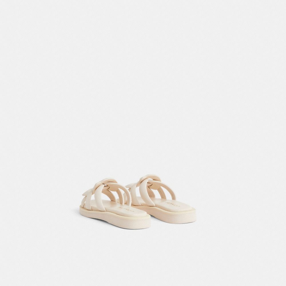 COACH®,Restored Georgie Sandal,Rubber,Lining Leather,Leather,Slides,Caged,Sustainable,Cushioned,Shock Absorbent,Casual,Cream,Back View
