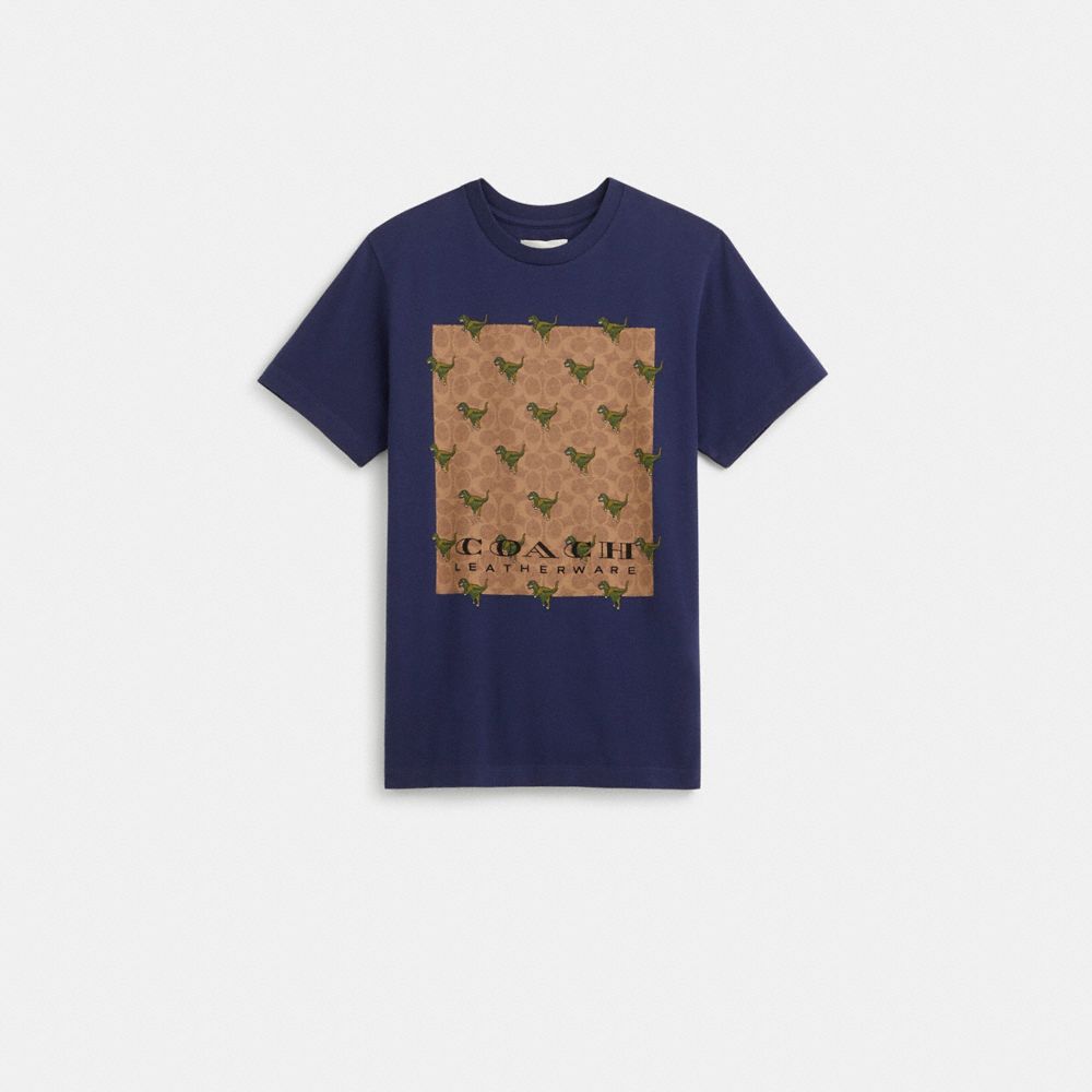 Coach Restored Signature Rexy T Shirt In Organic Cotton In Blue