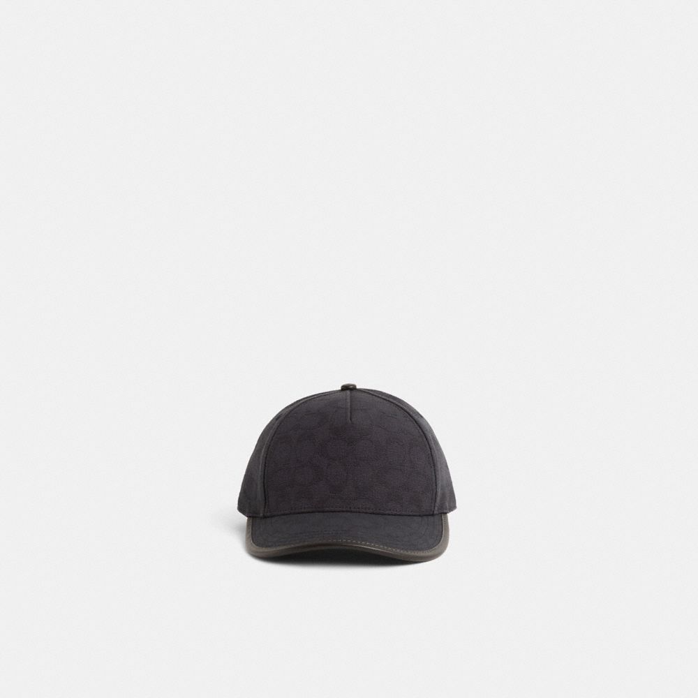 Coach Restored Signature Jacquard Canvas Baseball Hat In Black