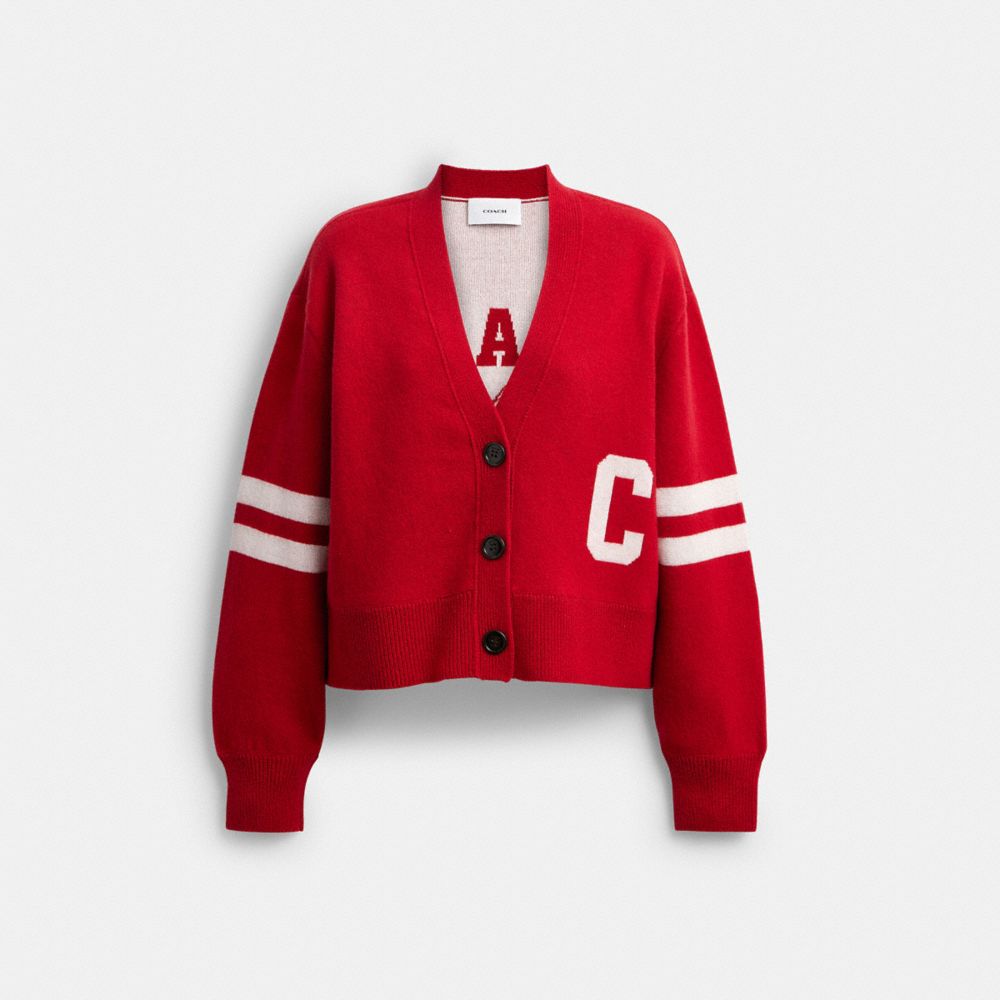 Coach Horse And Carriage Cropped Cardigan In Red