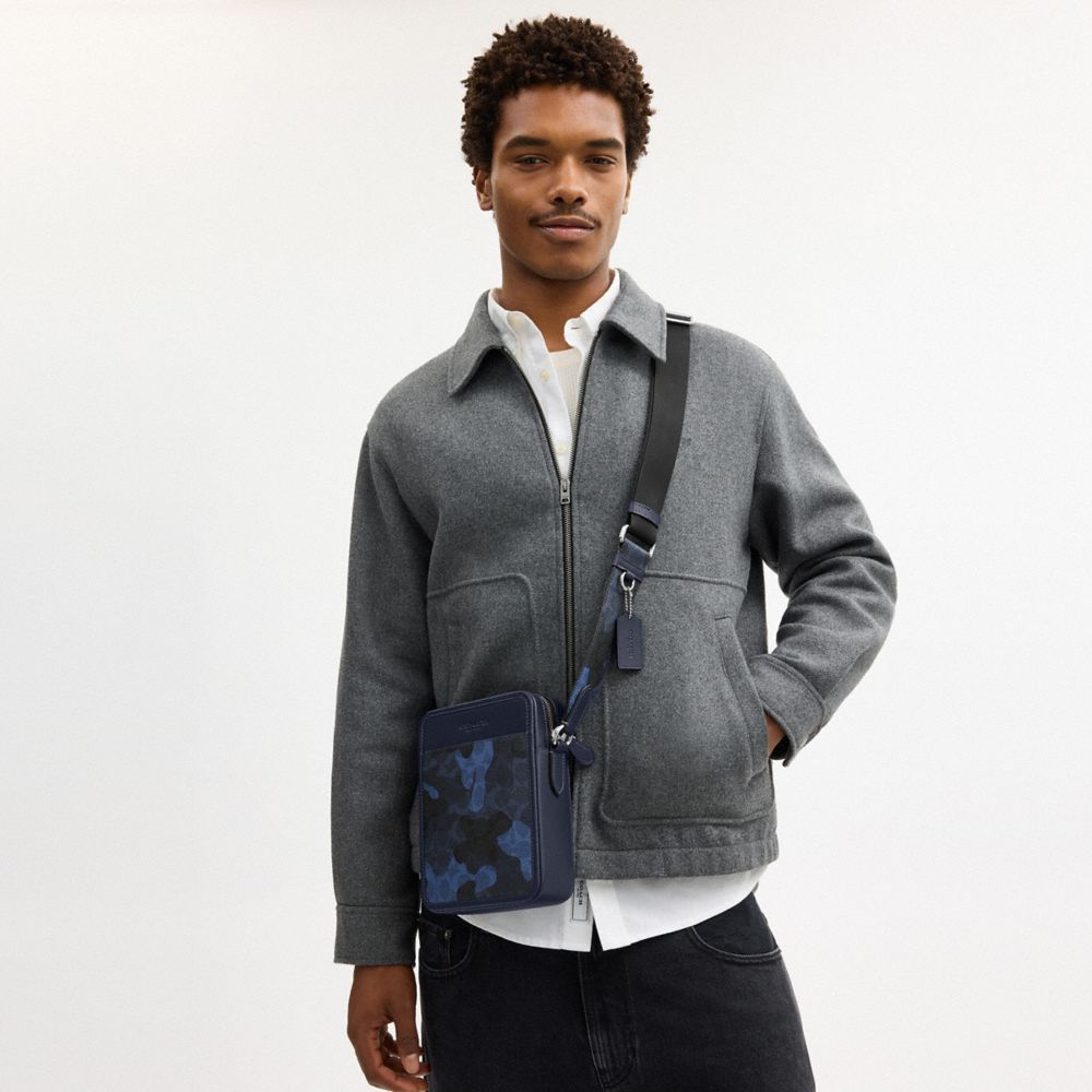 COACH®,Sullivan Crossbody Bag In Signature Camo Print,Leather,Canvas,Calfskin Leather,Crossbody,Logo,Casual,Multi Color,Detail View