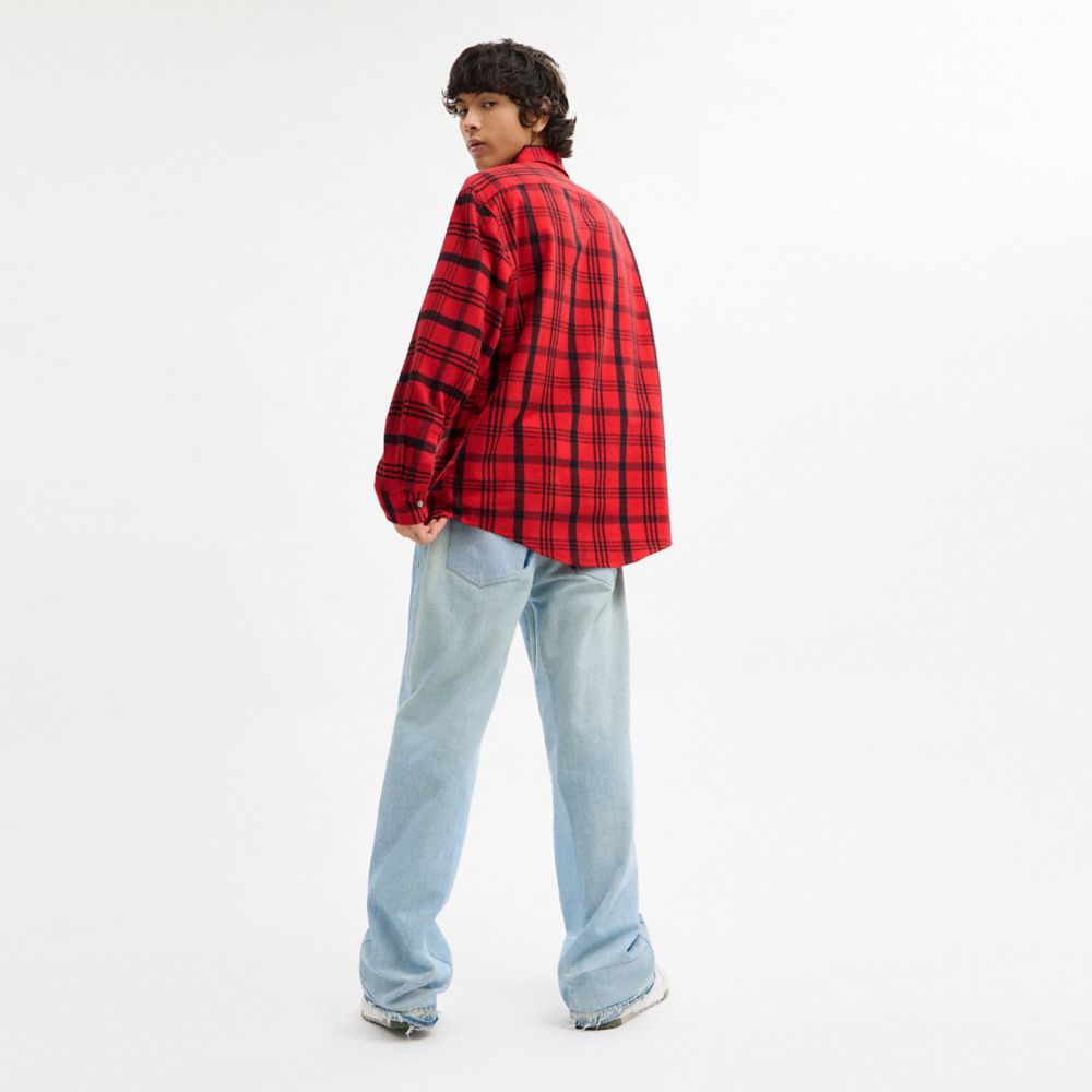 COACH®,フランネル シャツ,ﾚｯﾄﾞ ﾌﾟﾗｯﾄﾞ