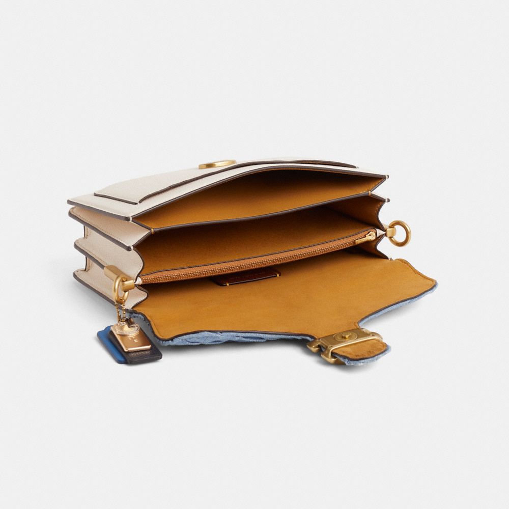 COACH®,Upcrafted Tabby Shoulder Bag 26,Leather,Denim,Shoulder Bag,Logo,Mixed Media,Metal,Color Block,Ruched,Lined,Sustaina...,Cream,Inside View,Top View