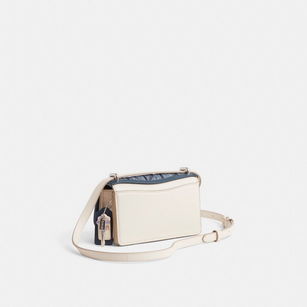 COACH®,Upcrafted Bandit Crossbody,Calfskin Leather,Leather,Denim,Crossbody,Plastic,PVC,Metal Material,Metal,Mixed Media,Qu...,Blue,Angle View