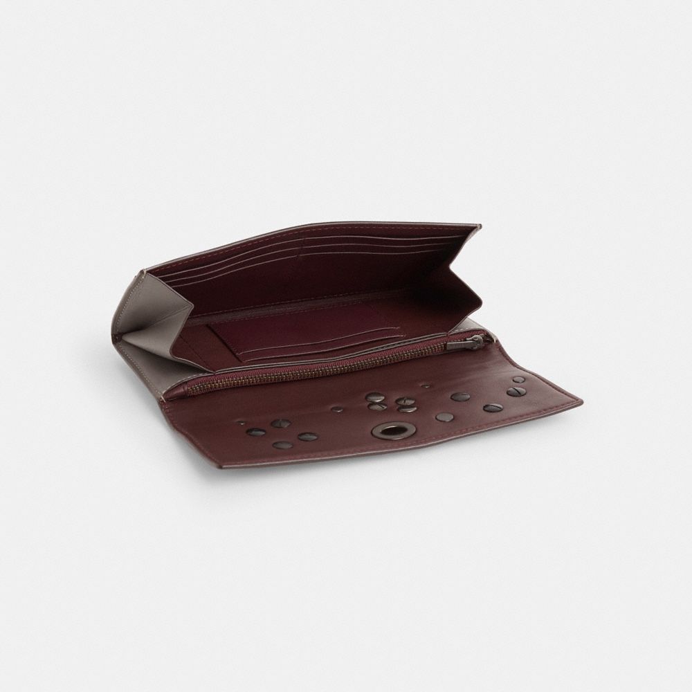 COACH®,Upcrafted Belt Bag Creation,Leather,Belt Bag,Studded,Logo,Metal,Day Party,Gray,Inside View,Top View