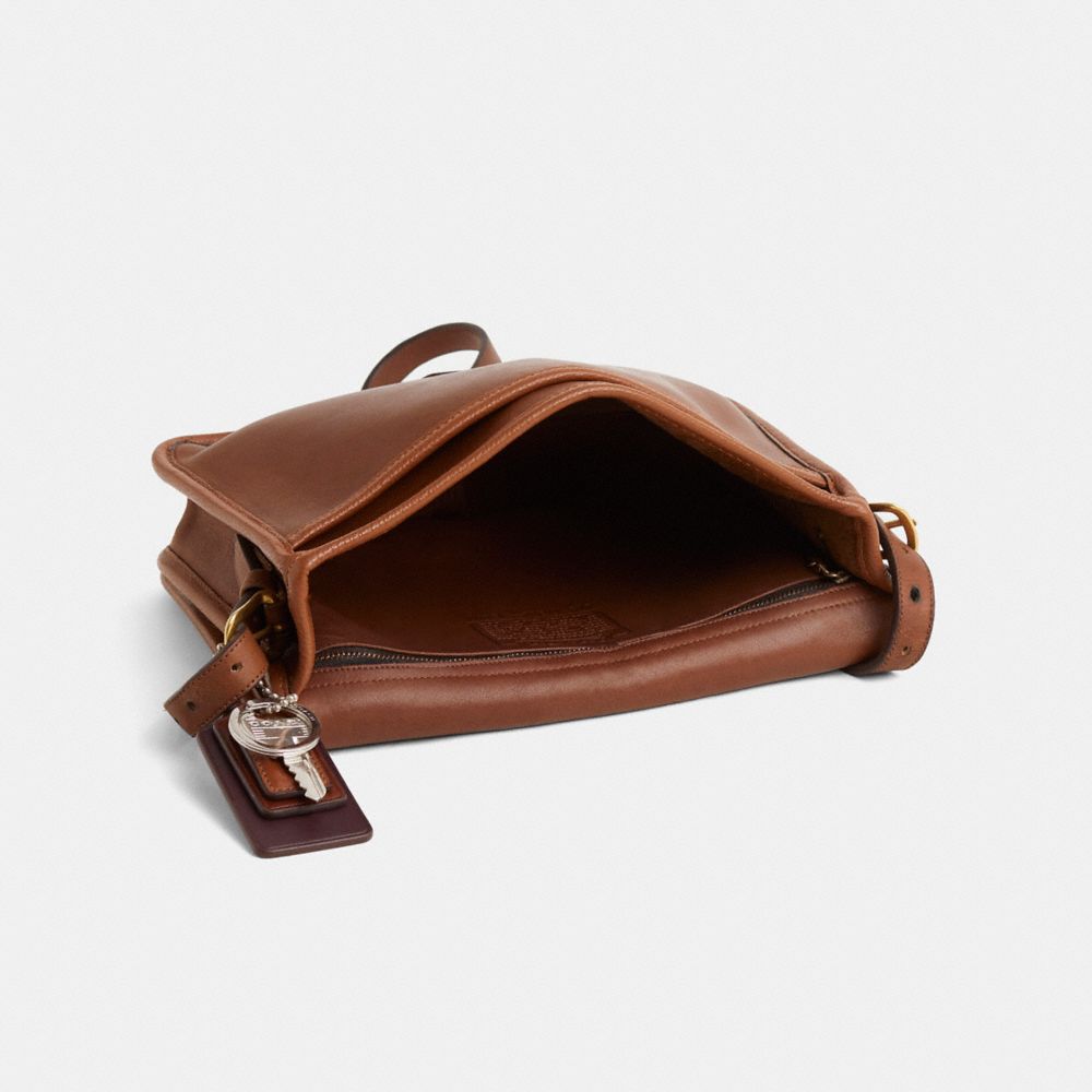 COACH®,Upcrafted Vintage Large Saddle Pouch,Brown,Inside View,Top View