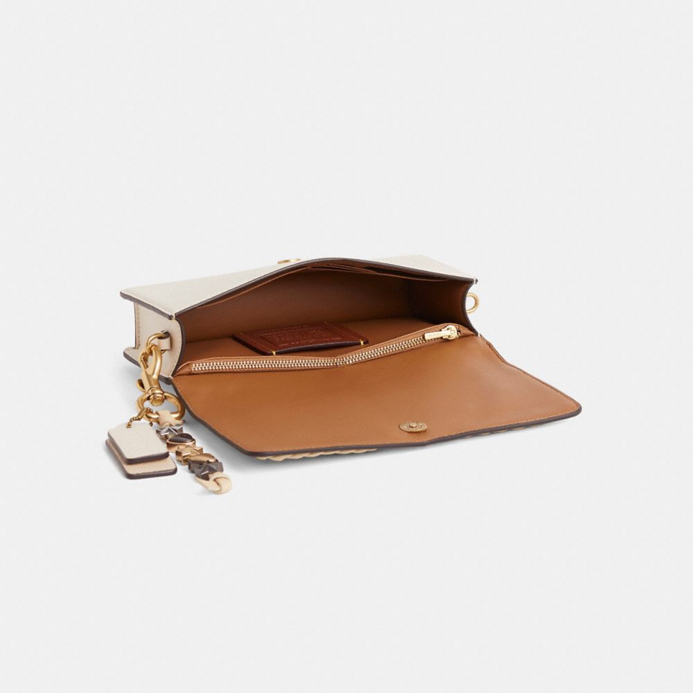 COACH®,Upcrafted Essential Long Wallet,Leather,Calfskin Leather,Crossbody,Logo,Metal,Braided,Sustainable,Casual,Cream,Inside View,Top View