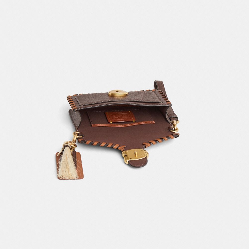COACH®,Upcrafted Tabby Wristlet,Leather,Crossbody,Wristlet,Tassel,Whipstitch,Logo,Day Party,Brown,Inside View,Top View