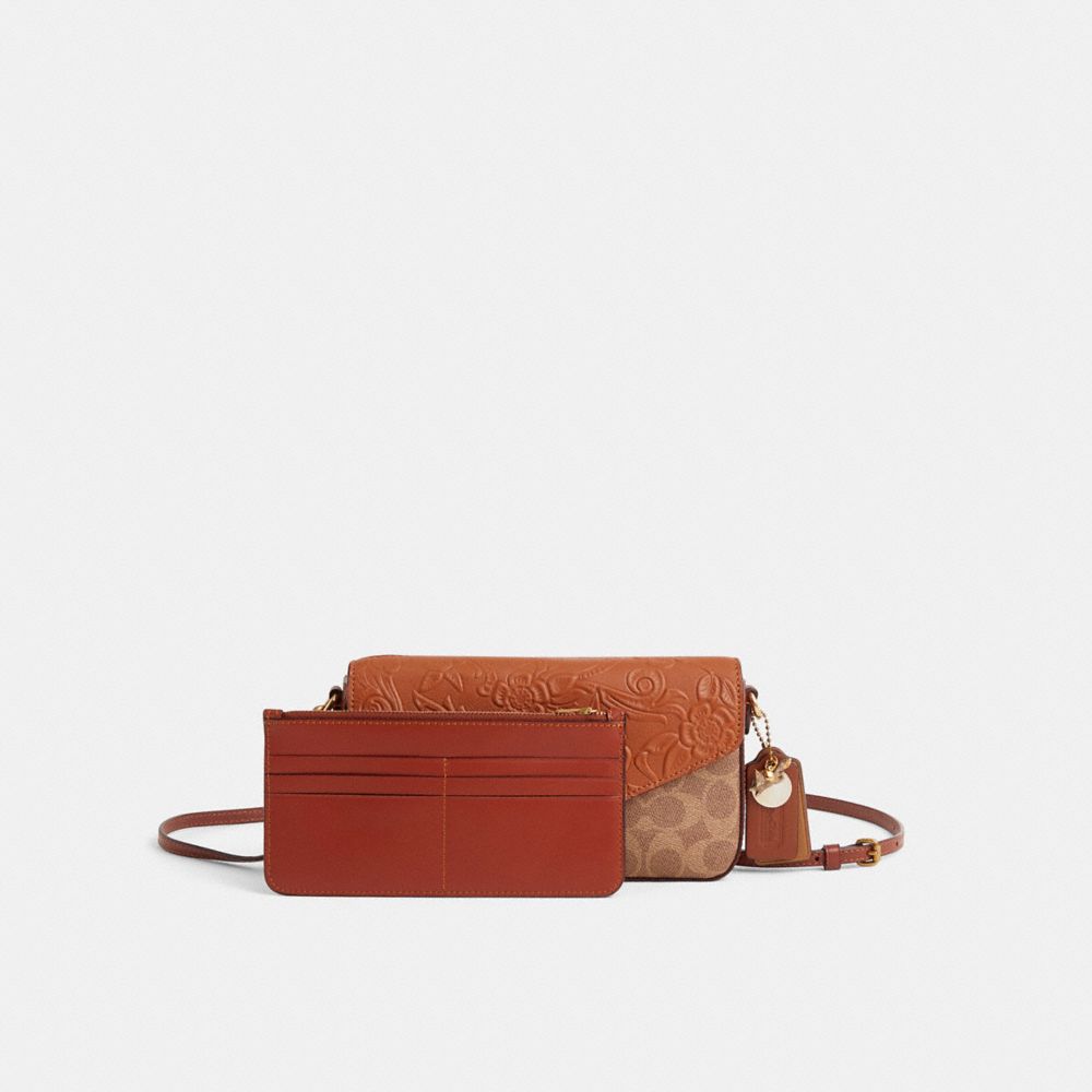 COACH®,Upcrafted Wyn Crossbody,Canvas,Calfskin Leather,Leather,Crossbody,Color Block,Logo,Sustainable,Adjustable,Removable...,Brown,Angle View