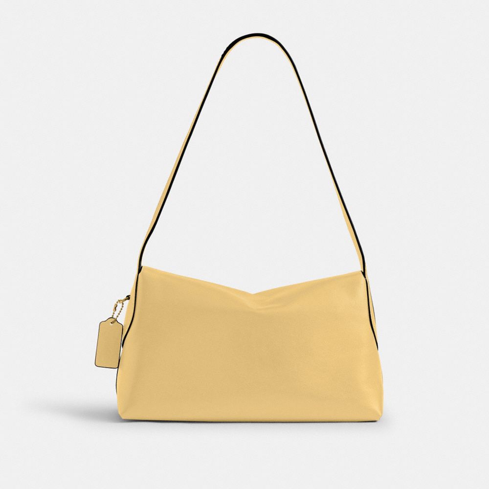 COACH®,Chelsea Shoulder Bag 30,Suede,Leather,Shoulder Bag,Pendant,3D Embellishment,Metal,Lined,Brass,Casual,Yellow,Back View