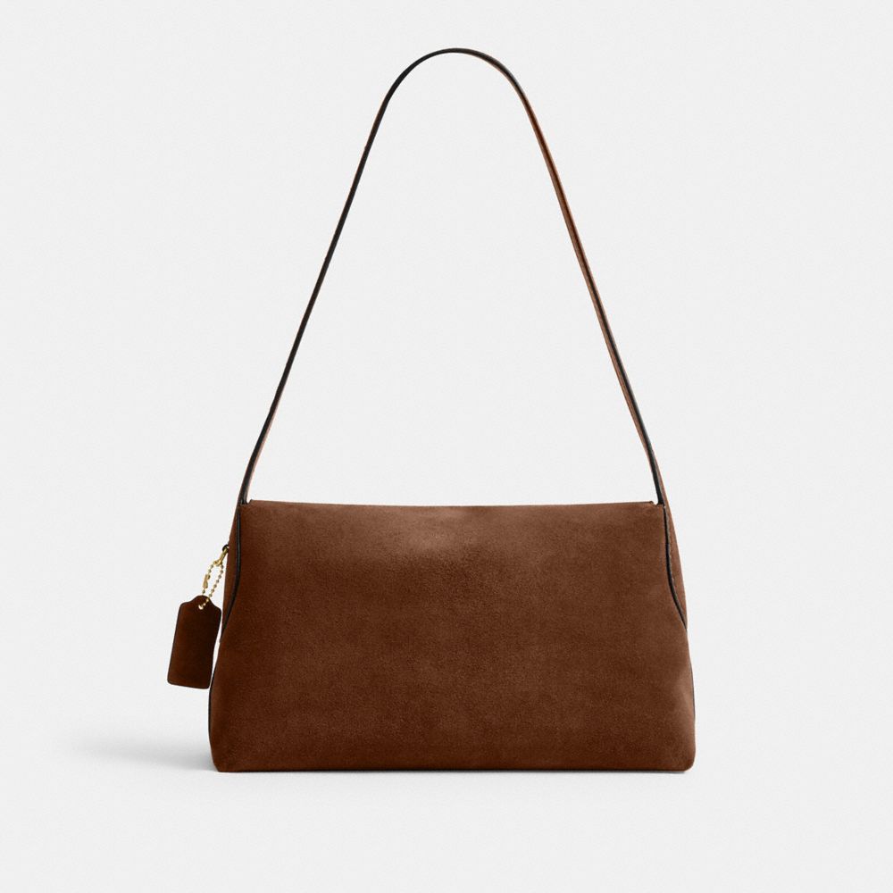 COACH®,Chelsea Shoulder Bag 30,Lining Leather,Suede,Leather,Shoulder Bag,Brass,Casual,Brown,Back View
