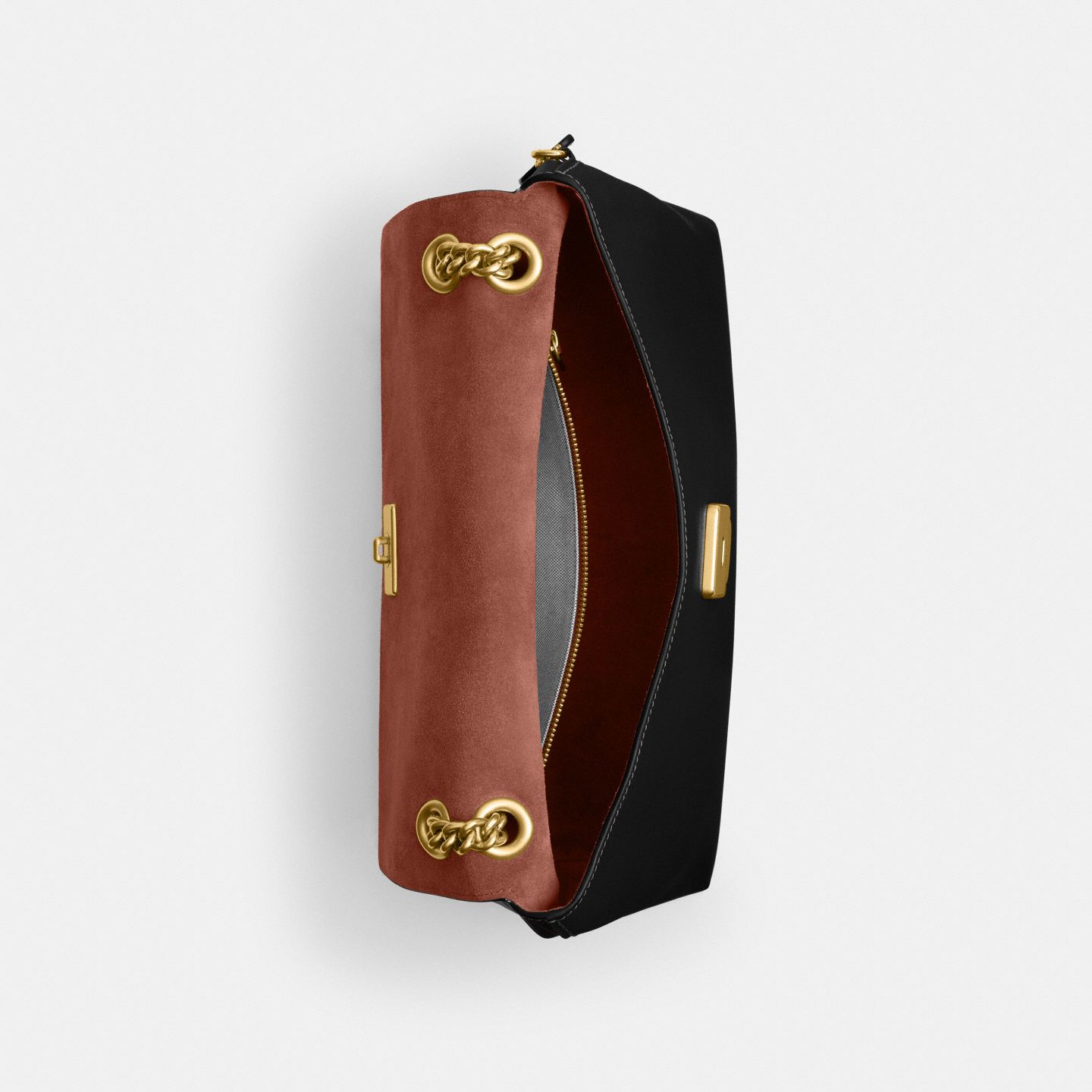 Женская сумка Coach Chelsea Shoulder Bag 30 With Chain, цвет: Латунный / Чёрный — фото 4