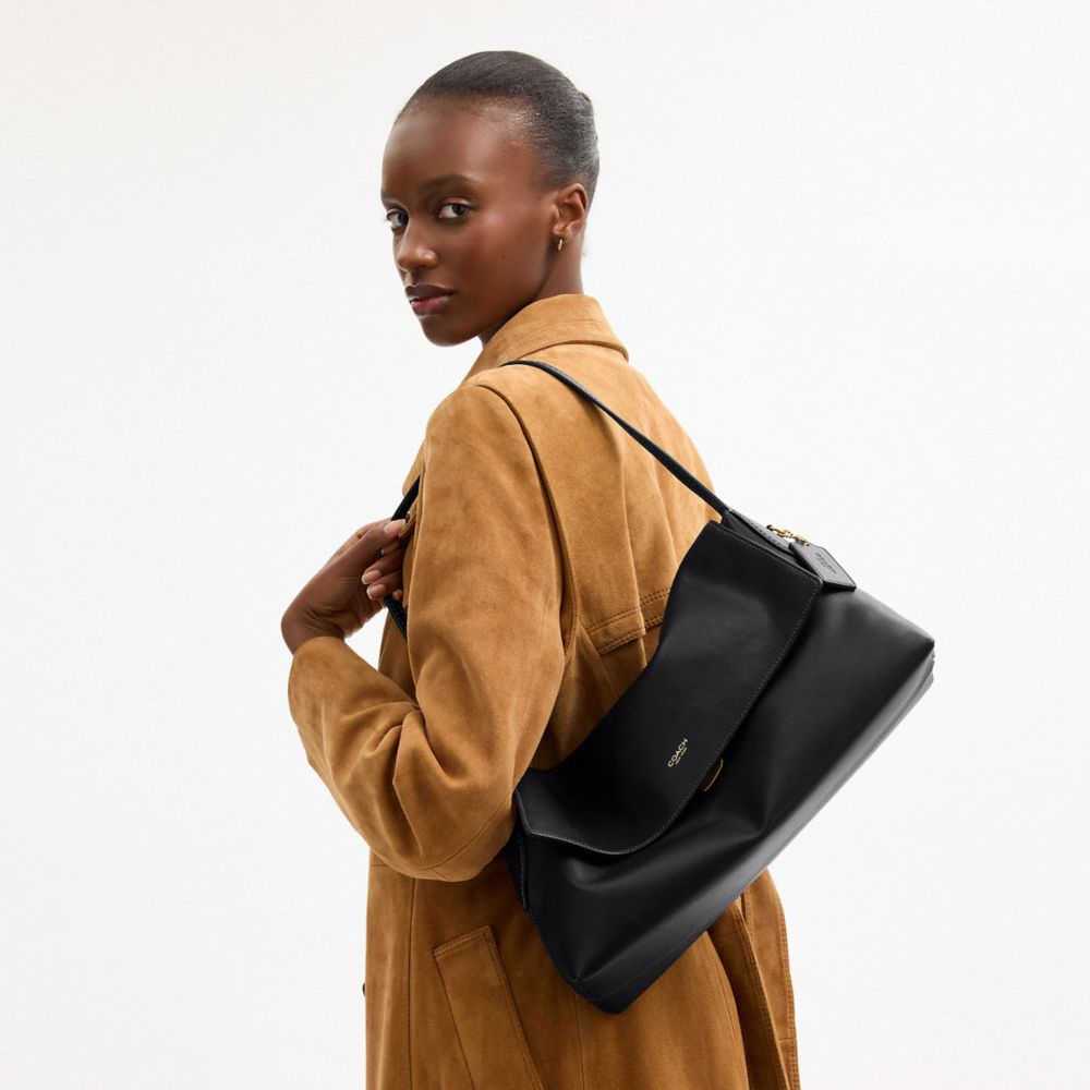 COACH®,Chelsea Shoulder Bag 36,Suede,Leather,Shoulder Bag,Lined,Brass,Casual,Black,Detail View