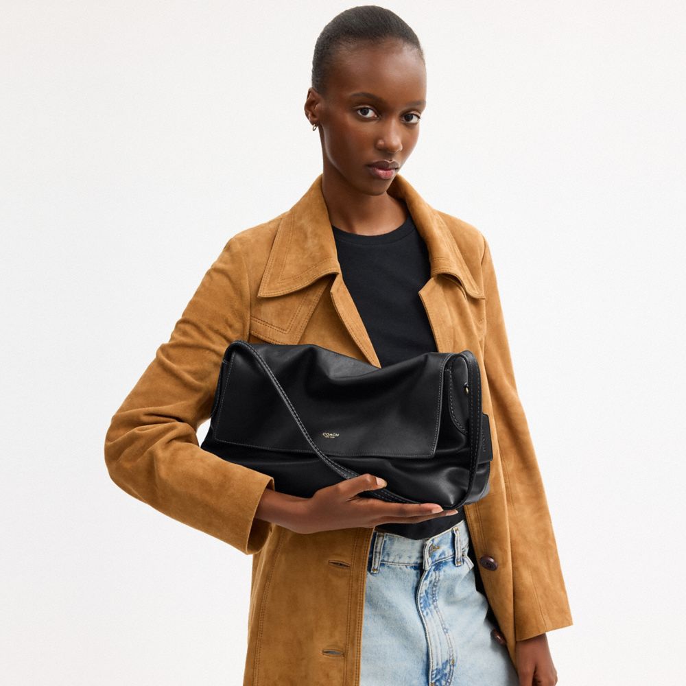 COACH®,Chelsea Shoulder Bag 36,Suede,Leather,Shoulder Bag,Lined,Brass,Casual,Black,Detail View