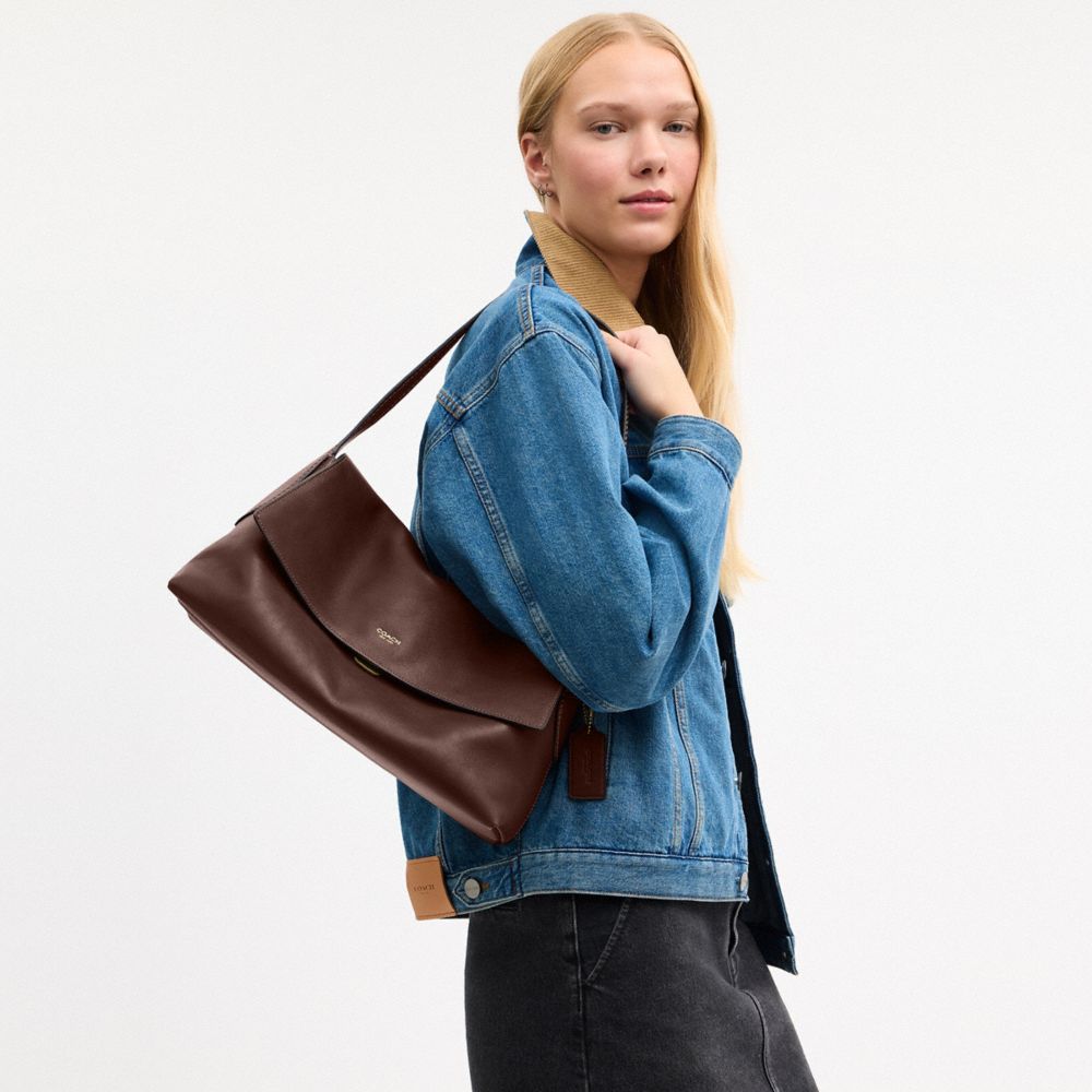 COACH®,Chelsea Shoulder Bag 36,Suede,Leather,Shoulder Bag,Lined,Brass,Casual,Brown,Detail View