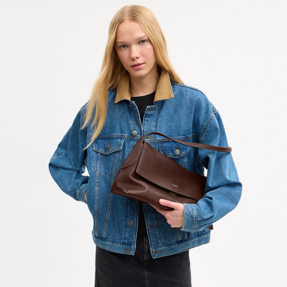 COACH®,Chelsea Shoulder Bag 36,Suede,Leather,Shoulder Bag,Lined,Brass,Casual,Brown,Detail View