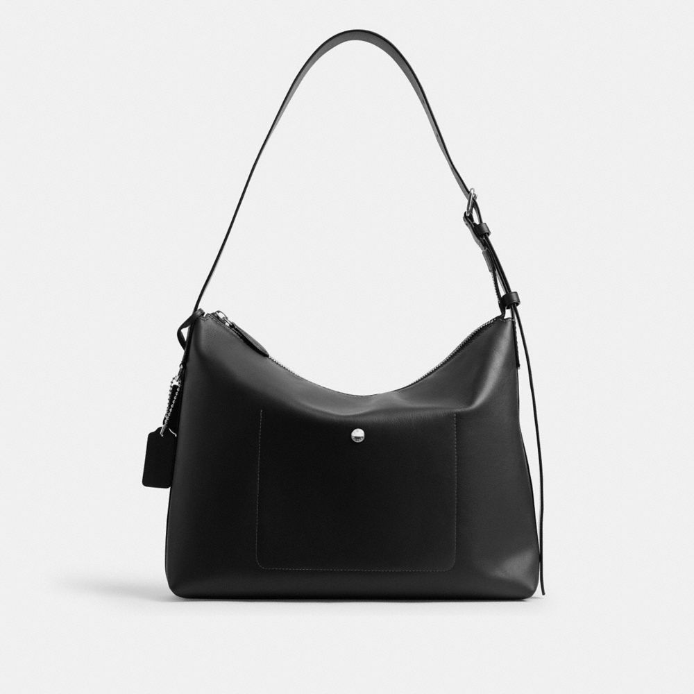 COACH®,Mott Messenger Bag 38,Leather,Messenger Bag,Adjustable,Casual,Black,Back View