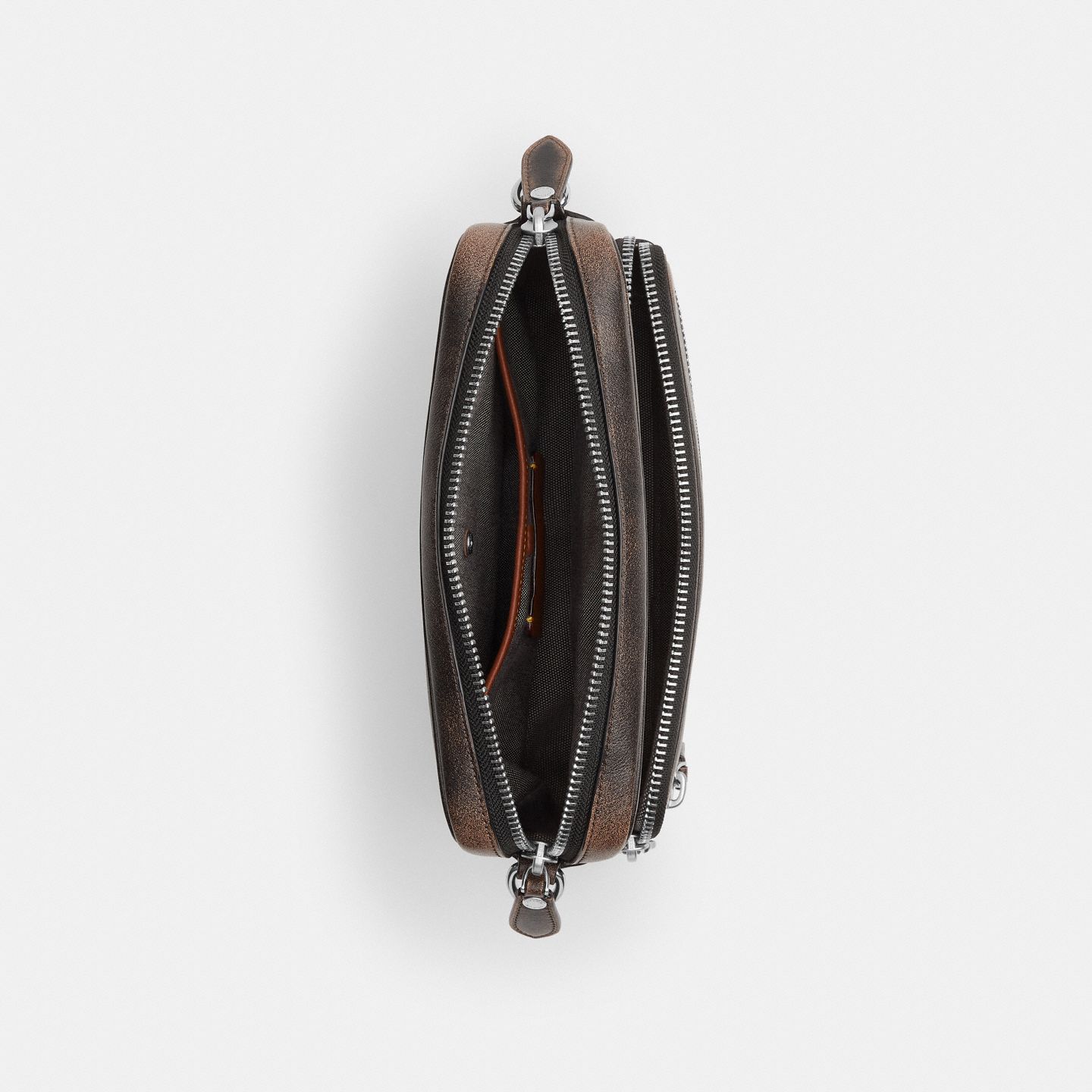 Мужская сумка Coach Dakota Crossbody Bag In Loved Leather, цвет: Чёрный / Рыжевато-коричневый — фото 4