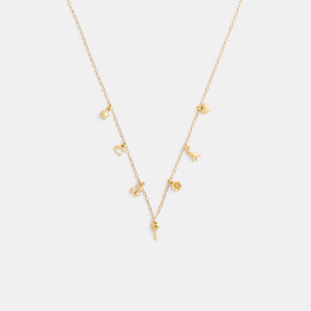 Coach Mini Icons Charm Necklace In Gold