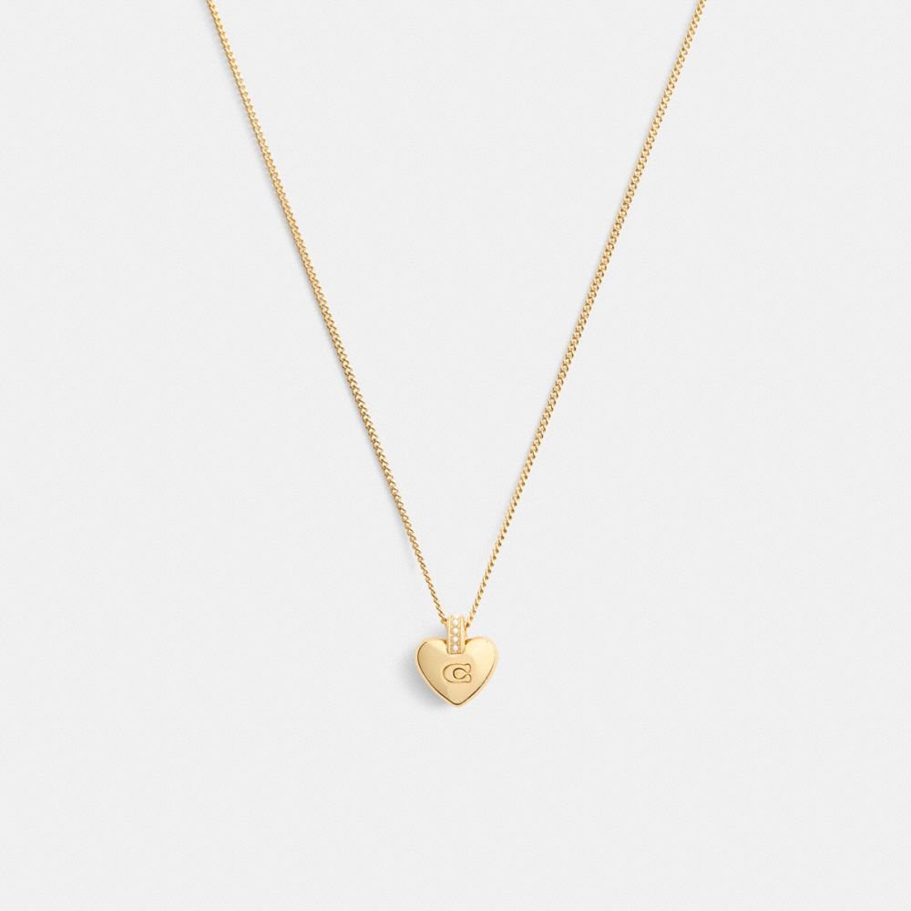 Coach Signature Heart Pendant Necklace In Gold