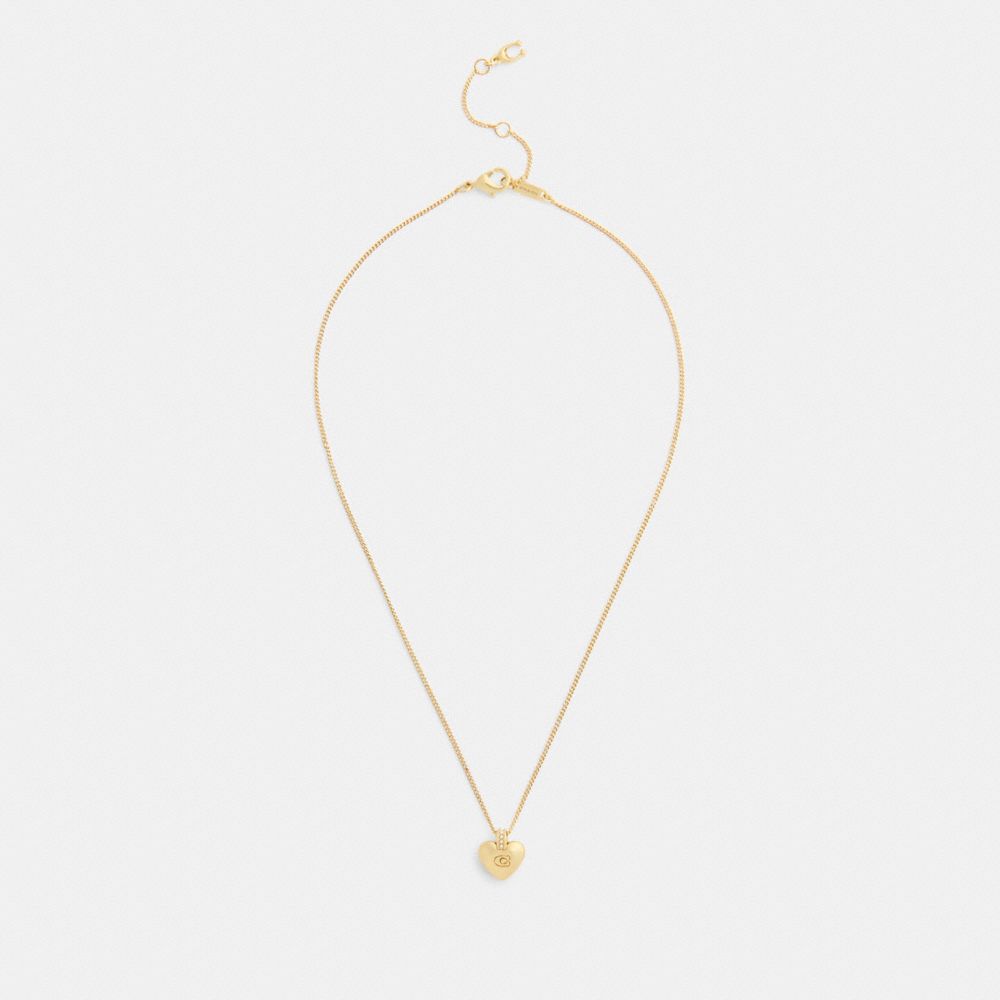 Coach Signature Heart Pendant Necklace In Gold