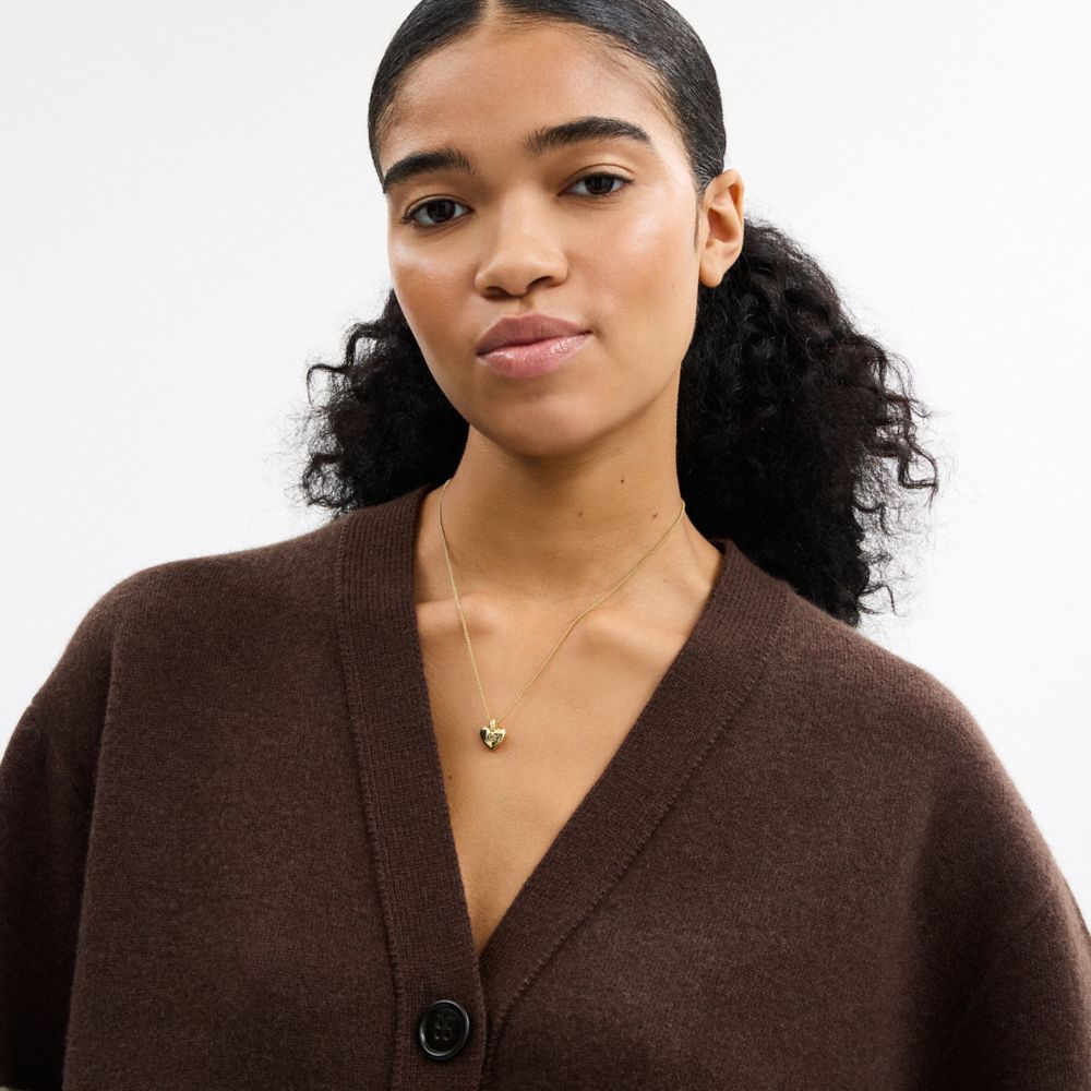 Coach Signature Heart Pendant Necklace In Gold