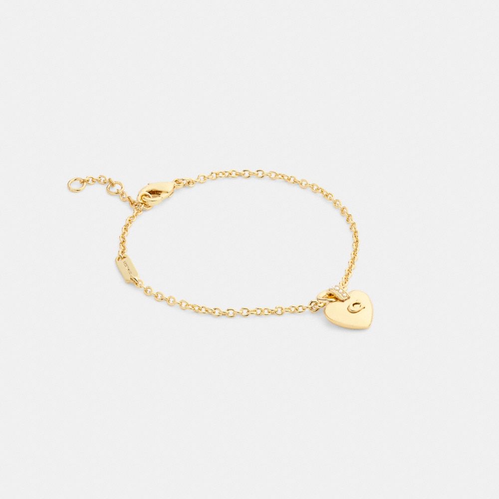 Coach Signature Heart Linear Bracelet In Gold