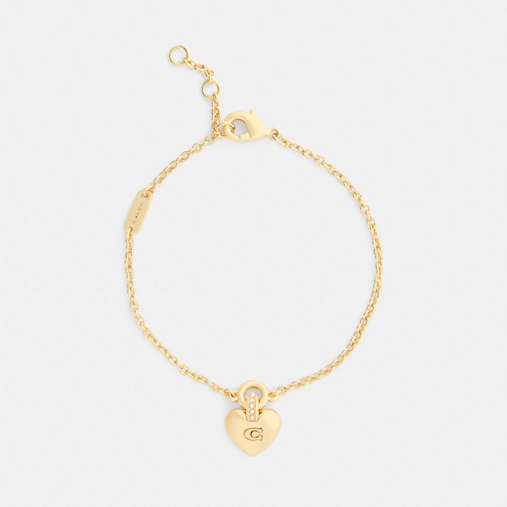 Coach Signature Heart Linear Bracelet In Gold