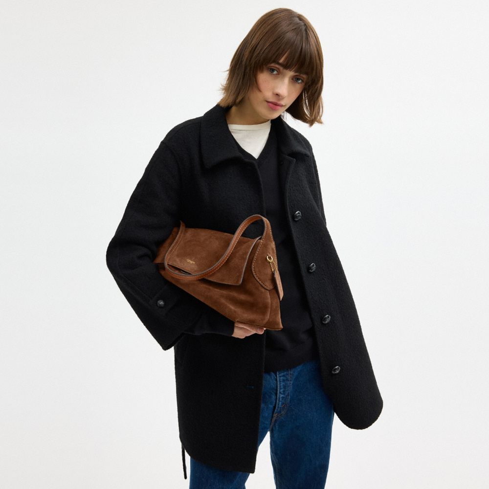 COACH®,Chelsea Shoulder Bag 36,Suede,Lining Leather,Leather,Shoulder Bag,Lined,Brass,Casual,Brown,Detail View