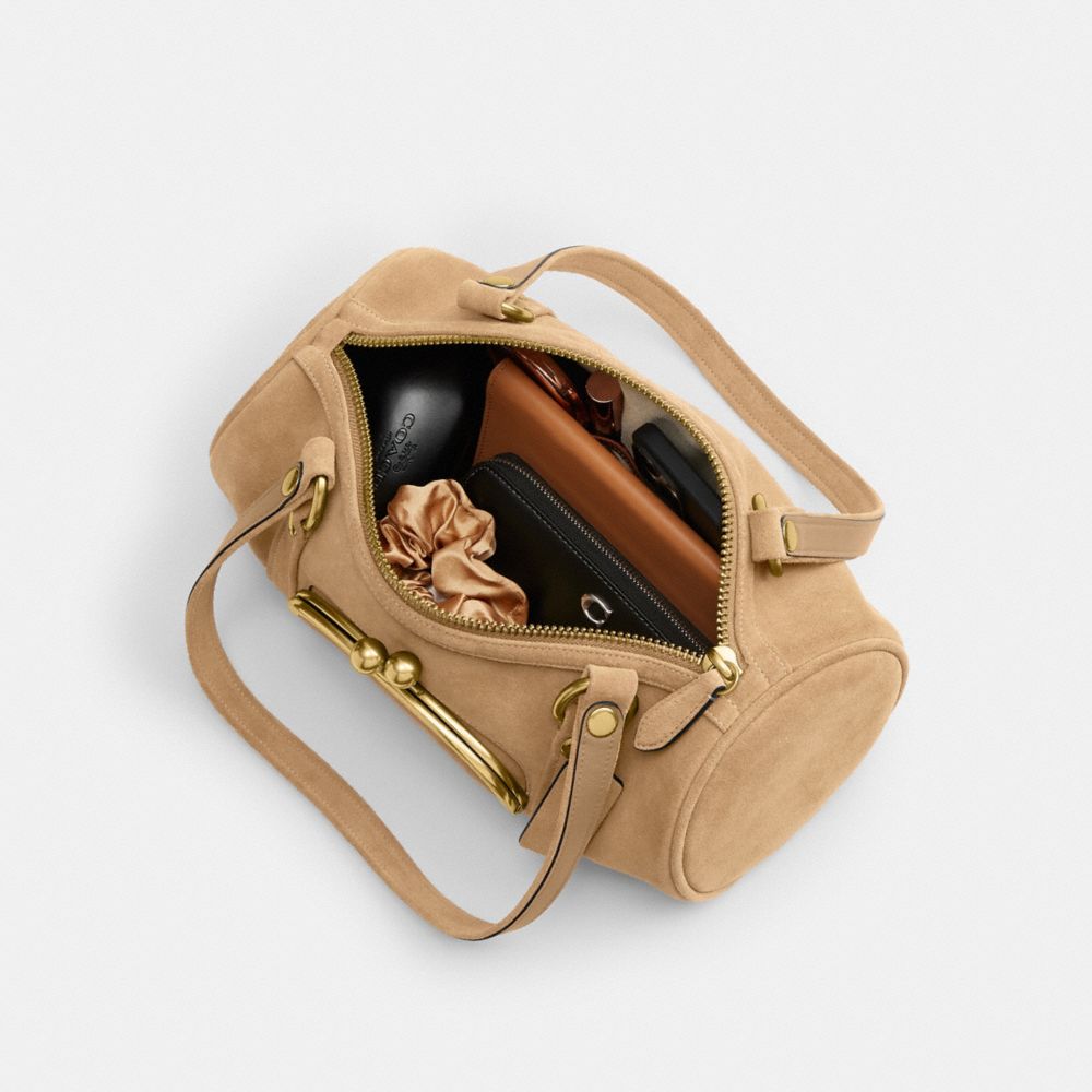 COACH®,Kisslock Barrel Bag,,Inside View,Top View