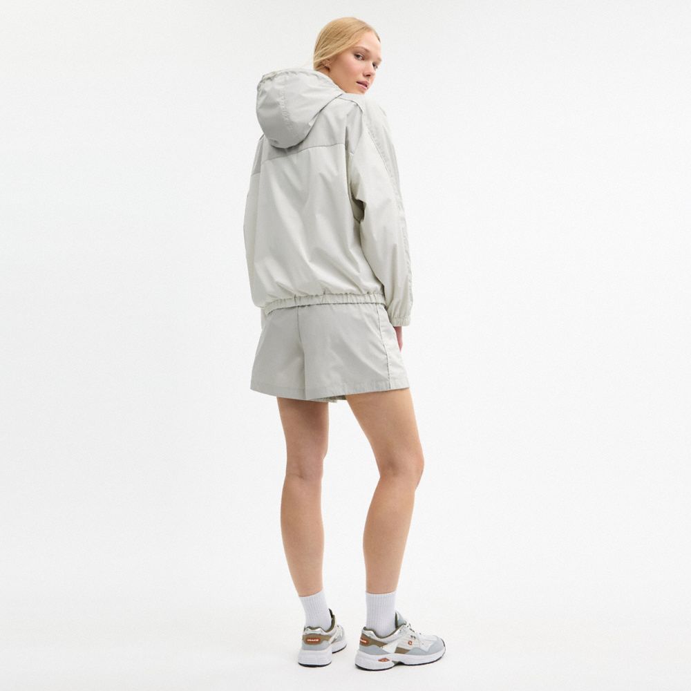 COACH®,Hooded Windbreaker,Polyester,Windbreaker,Color Block,Lined,Packable,Ripstop,Casual,White,Scale View