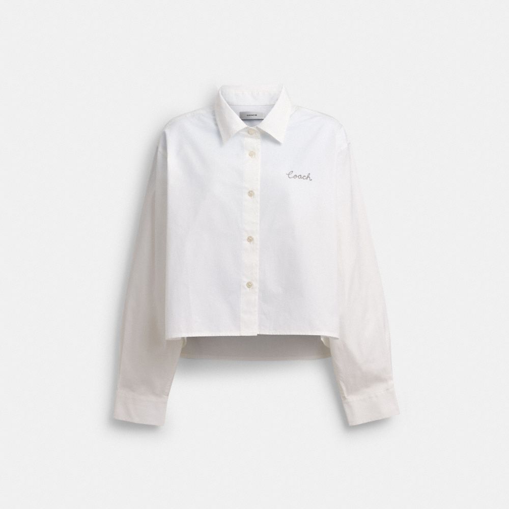 COACH®,Cotton Button Down,Cotton,Button Down,Casual,White,Front View