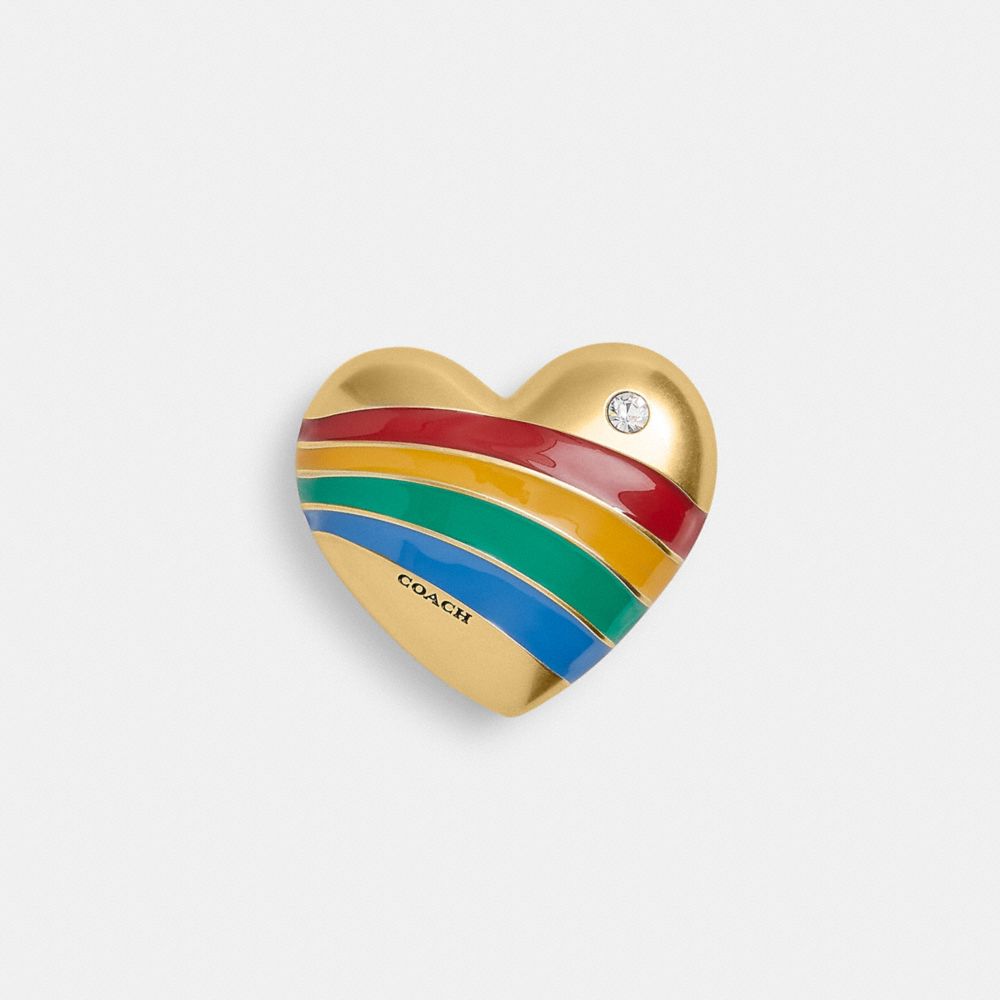 COACH®,Rainbow Heart Shoe Charm,Shoe Accessory,3D Embellishment,Rhinestones,Multi Color,Front View