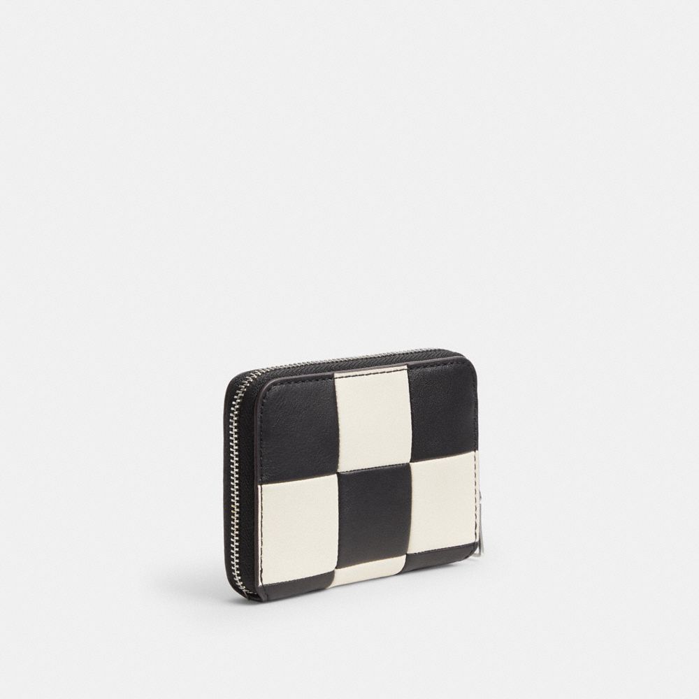 COACH®,Zip Around Wallet In Checkerboard Upcrafted Leather,Leather,Recycled Polyester,Coin,Casual,,Angle View