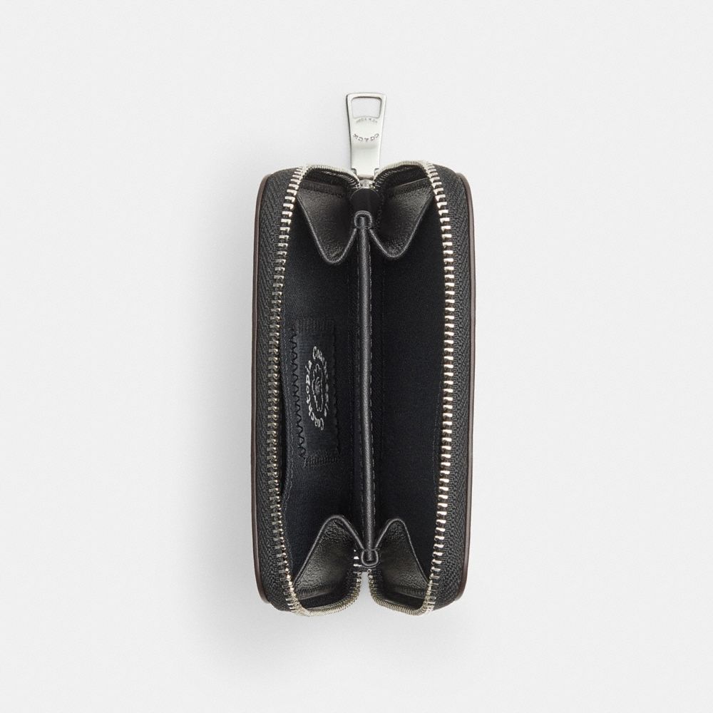 COACH®,Zip Around Wallet In Checkerboard Upcrafted Leather,Leather,Recycled Polyester,Coin,Casual,,Inside View,Top View