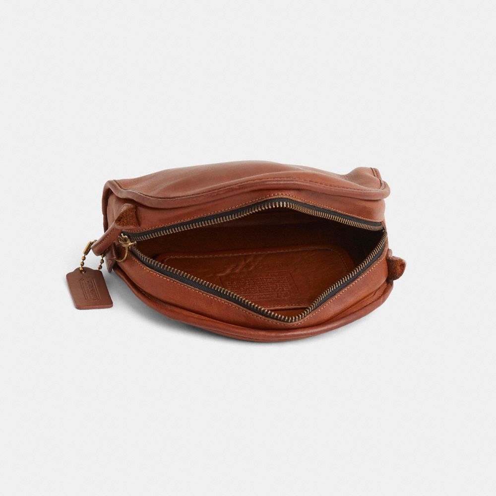 COACH®,Vintage Classic Kimball Zip Bag,Leather,Crossbody,Logo,Brass,Casual,Brown,Inside View,Top View