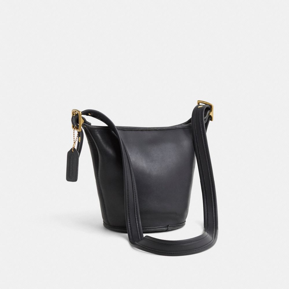 COACH®,Vintage Maggie Duffle,Leather,Bucket,Casual,Black,Angle View