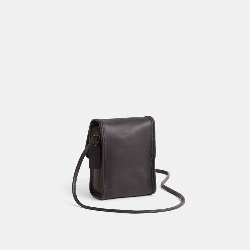 COACH®,Vintage Scooter Bag,Leather,Crossbody,Logo,Gold Metal,Casual,Black,Angle View