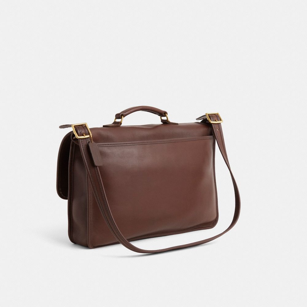 COACH®,Vintage Metropolitan Brief,Leather,Briefcase,Gold Metal,Work,Brown,Angle View