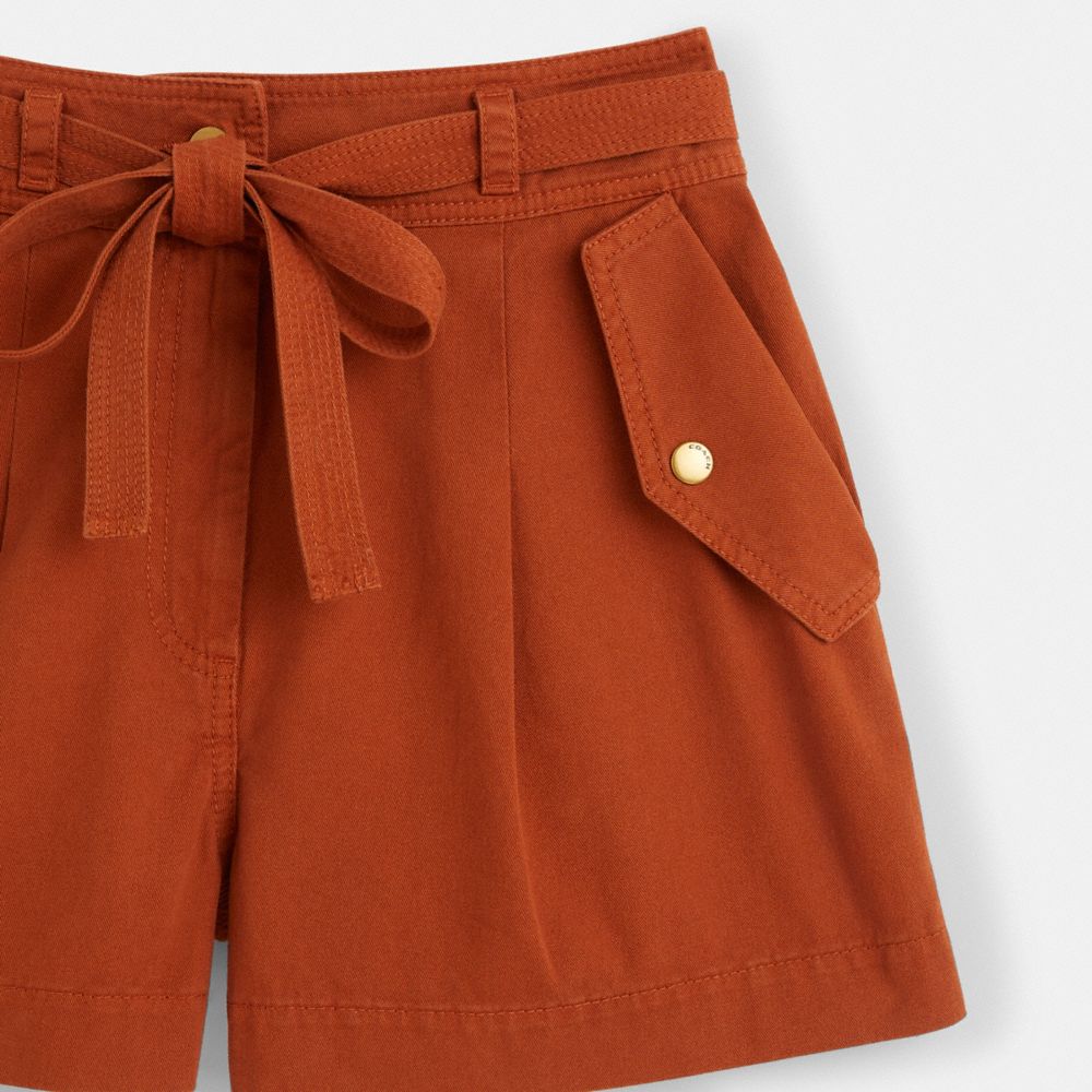 Coach Restored Garment Dyed Shorts In Brown